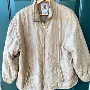 Vintage Active Club 100% Silk Bomber Jacket L Quilted Windbreaker 90s Puffer